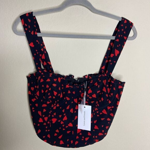 NWT Lovers and Friends Stacy Hearts Black Red Tank Top Size S - Picture 7 of 11